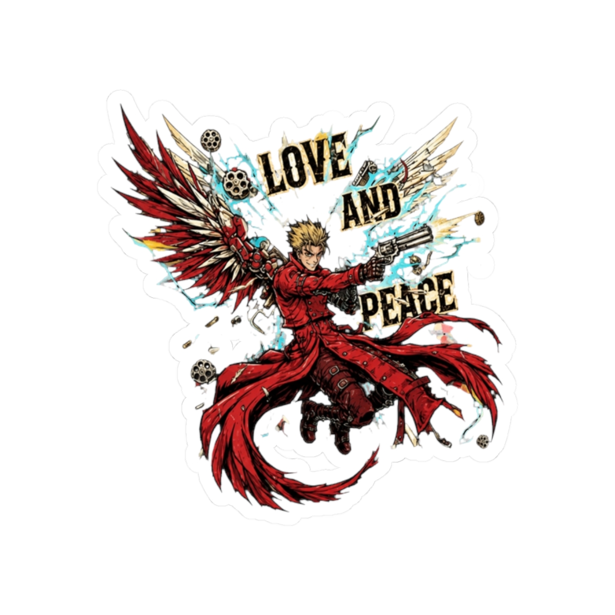 Vash The Stampede Gun Spinning Art Sticker | Trigun - alternate angle 3, merchandise